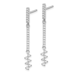 Rhodium-plated Sterling Silver CZ Dangle Earrings