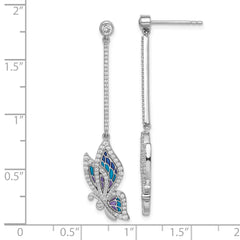 Rhodium-plated Sterling Silver Enamel Butterfly Swarovski Crystal Earrings