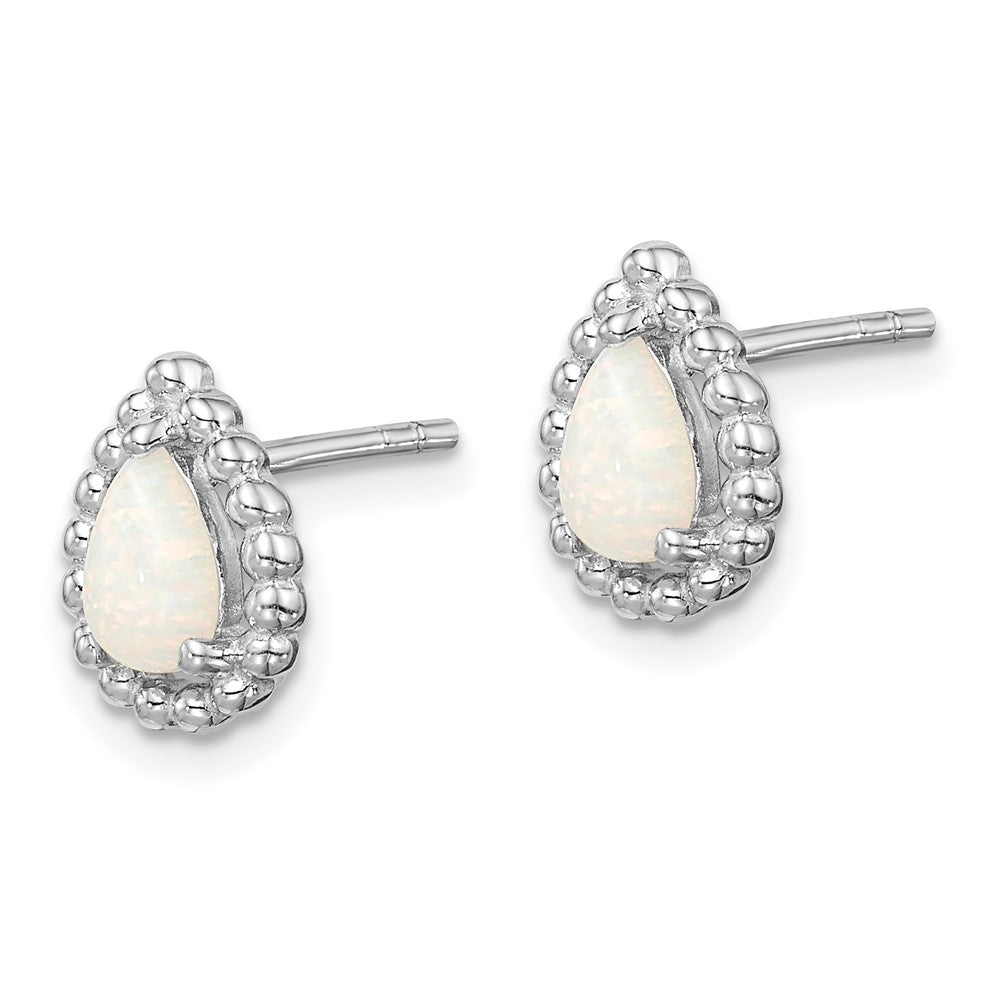 Sterling Silver Lab Created Opal Post Earrings