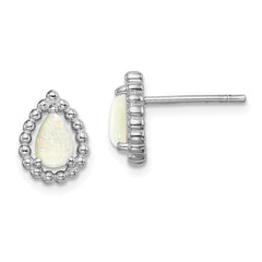 Sterling Silver Lab Created Opal Post Earrings