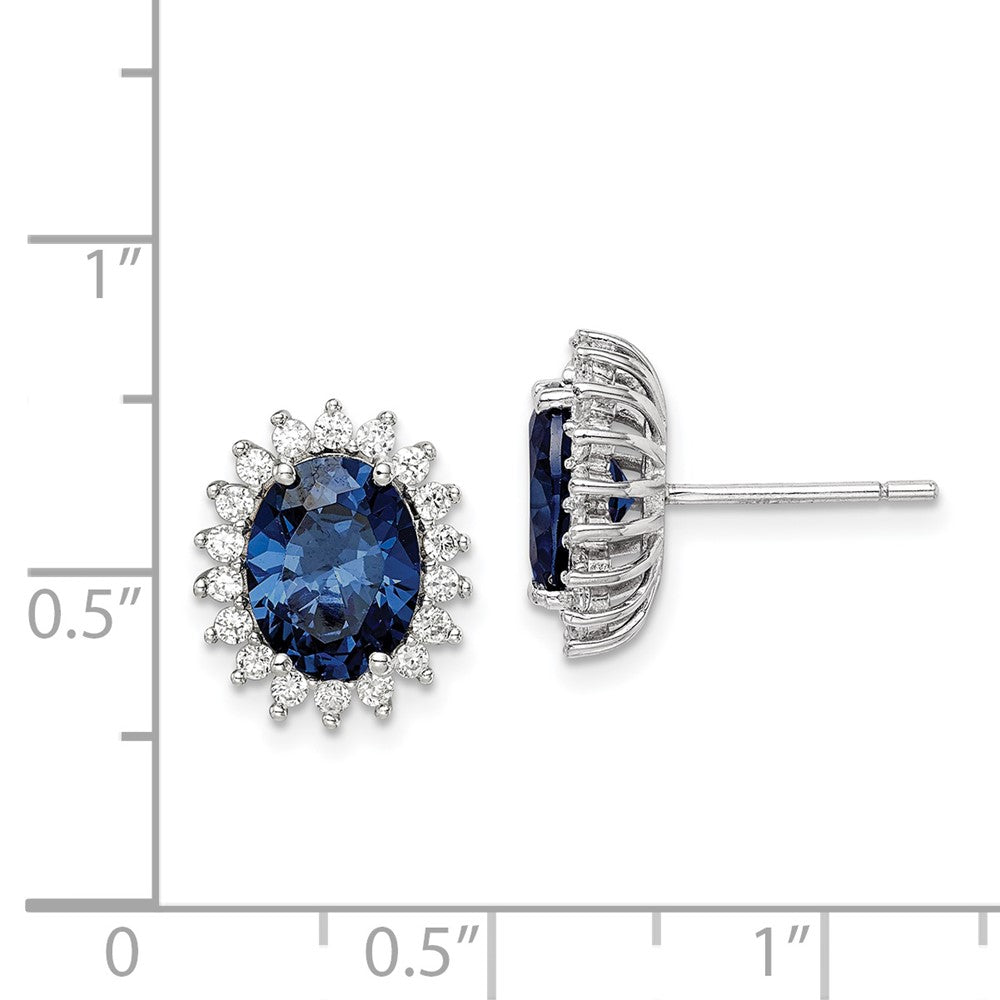 Sterling Silver Blue and Clear CZ Post Earrings