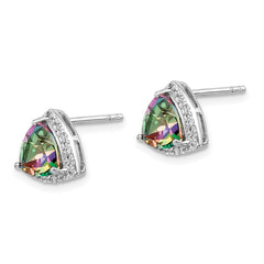 Rhodium-plated Sterling Silver Trillion Mystic Fire White Topaz Earrings