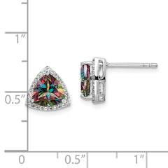 Rhodium-plated Sterling Silver Trillion Mystic Fire White Topaz Earrings