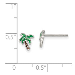 Sterling Silver Enameled Palm Tree Post Earrings