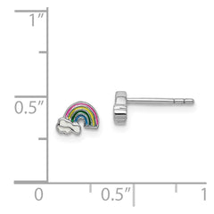Rhodium-plated Sterling Silver Childs Enameled Rainbow Post Earrings