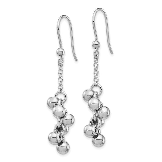 Rhodium-plated Sterling Silver Beads Dangle Earrings