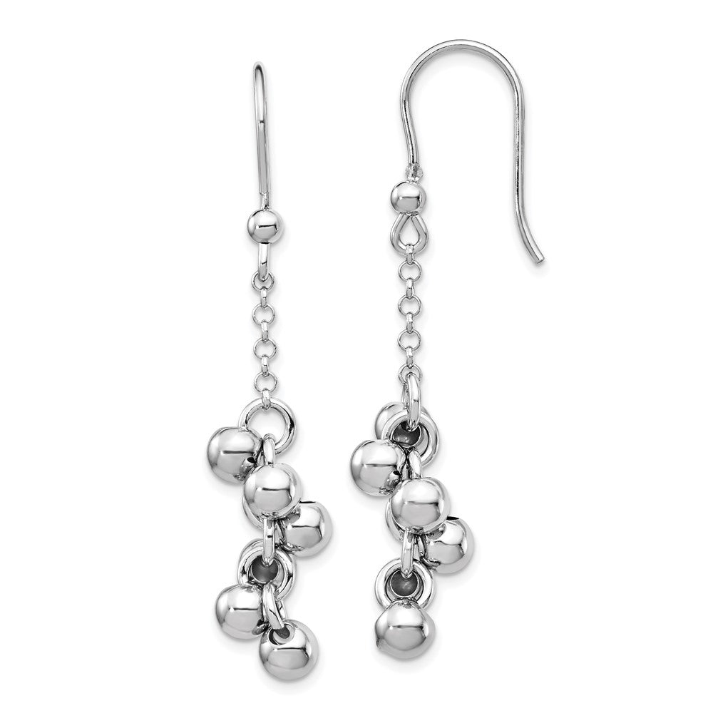 Rhodium-plated Sterling Silver Beads Dangle Earrings