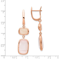 Rose Gold-plated Sterling Silver Created Pink Cats Eye Leverback Earrings