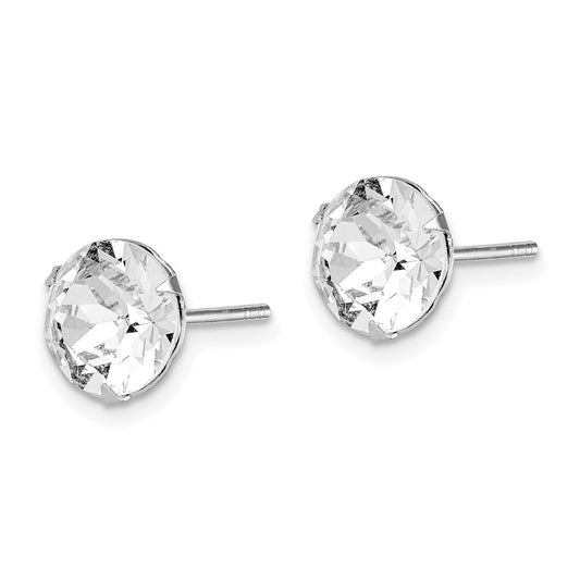 Rhodium-plated Sterling Silver Crystal Post Earrings