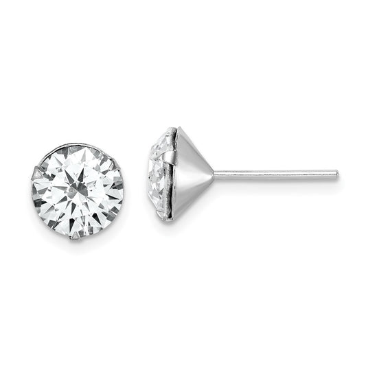 Rhodium-plated Sterling Silver Crystal Post Earrings