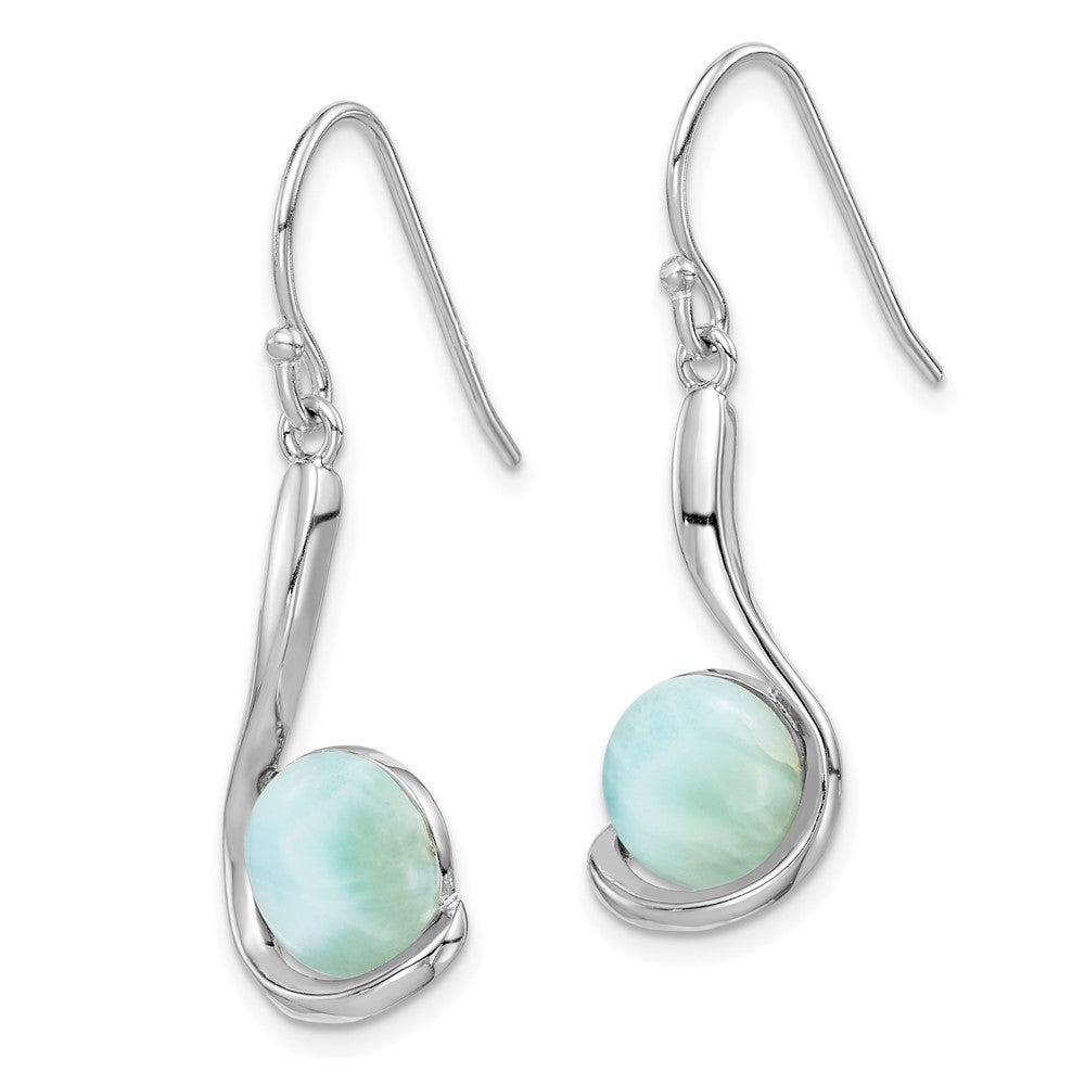 Rhodium-plated Sterling Silver Larimar Swirl Dangle Earrings