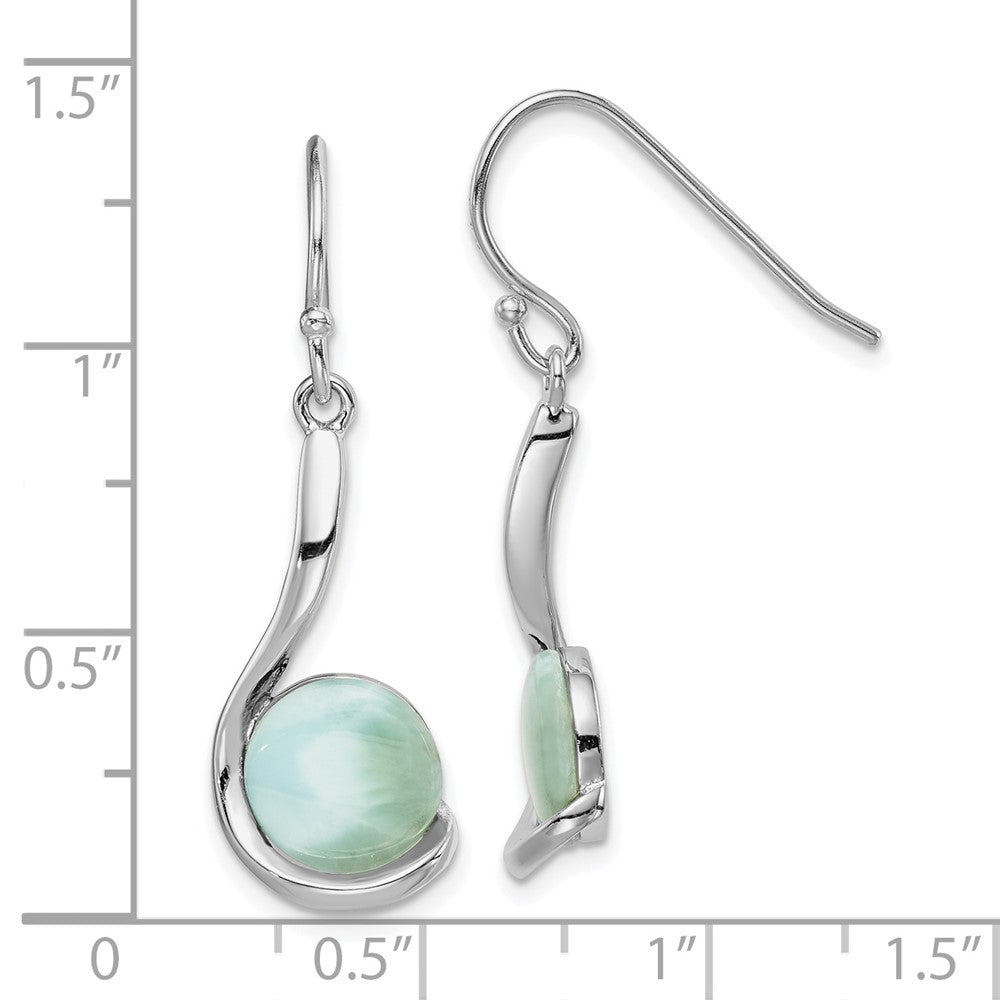 Rhodium-plated Sterling Silver Larimar Swirl Dangle Earrings