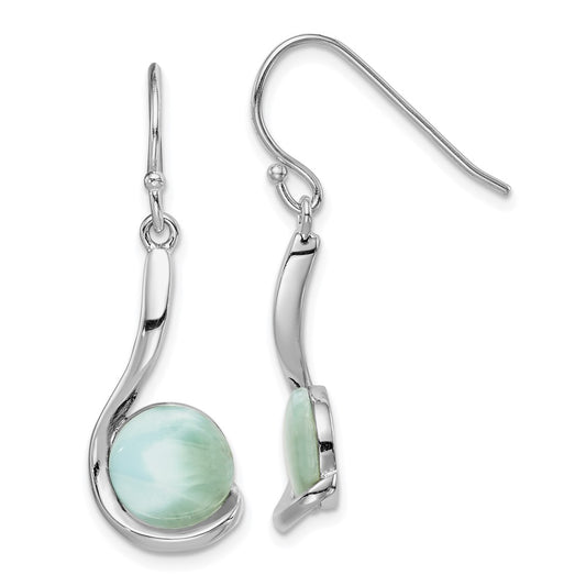 Rhodium-plated Sterling Silver Larimar Swirl Dangle Earrings