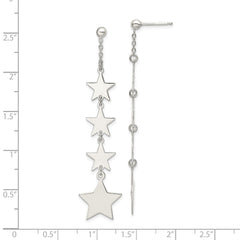 Sterling Silver Polished Mulitple Stars Drop and Dangle Post Earrings