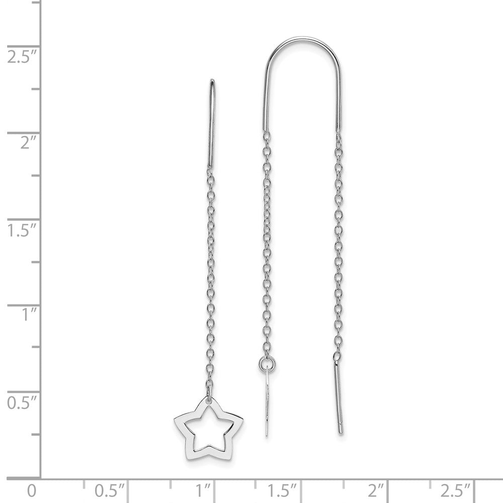 Rhodium-plated Sterling Silver Star Dangle Threader Earrings