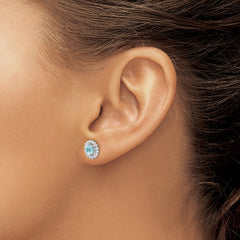 Rhodium-plated Sterling Silver Light Blue Topaz Earrings