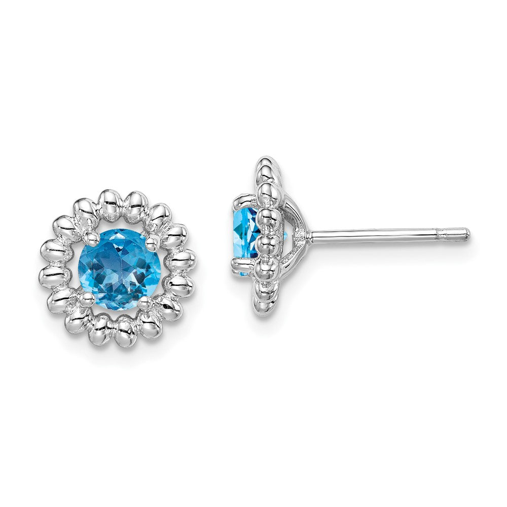 Rhodium-plated Sterling Silver Light Blue Topaz Earrings