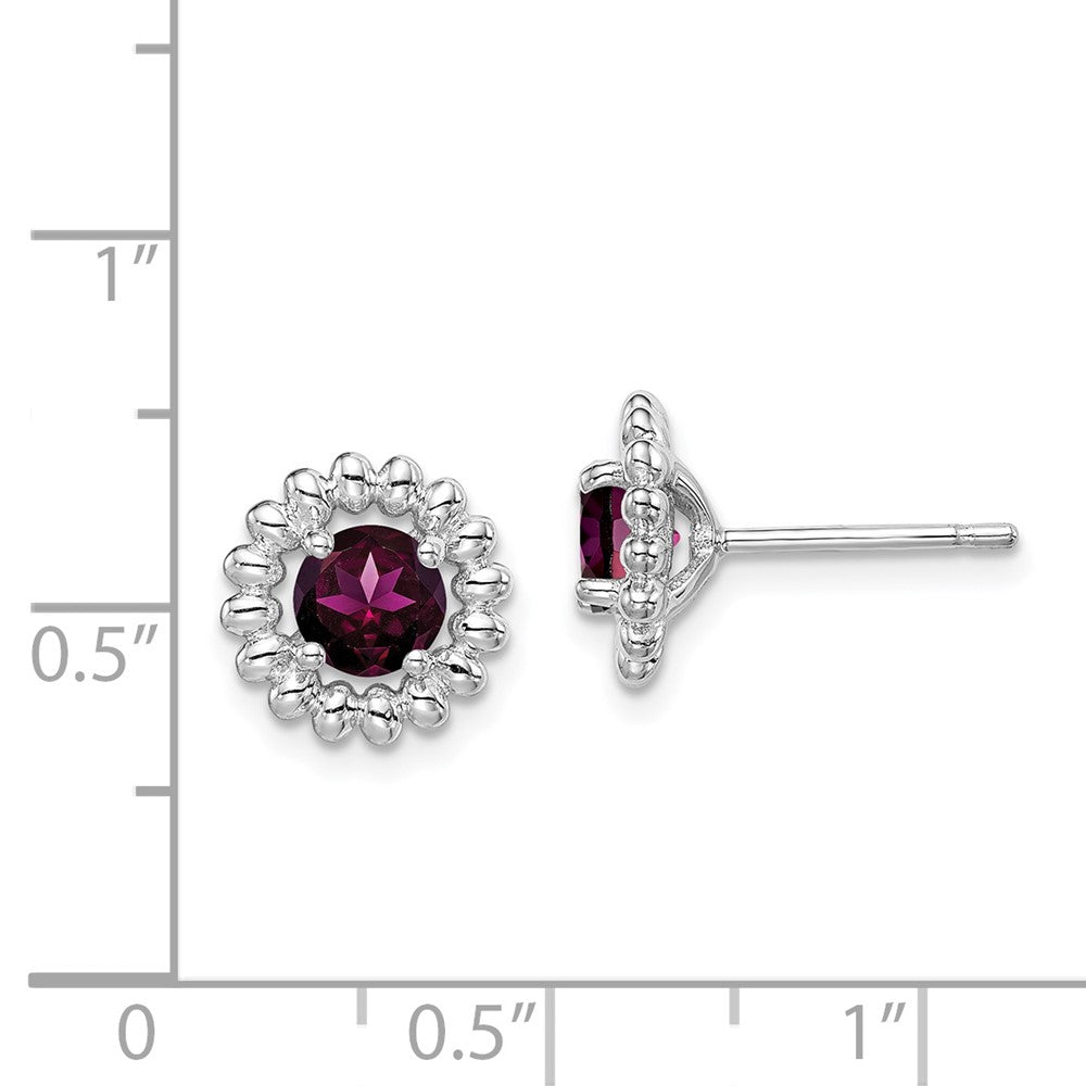 Rhodium-plated Sterling Silver Rhodolite Garnet Earrings