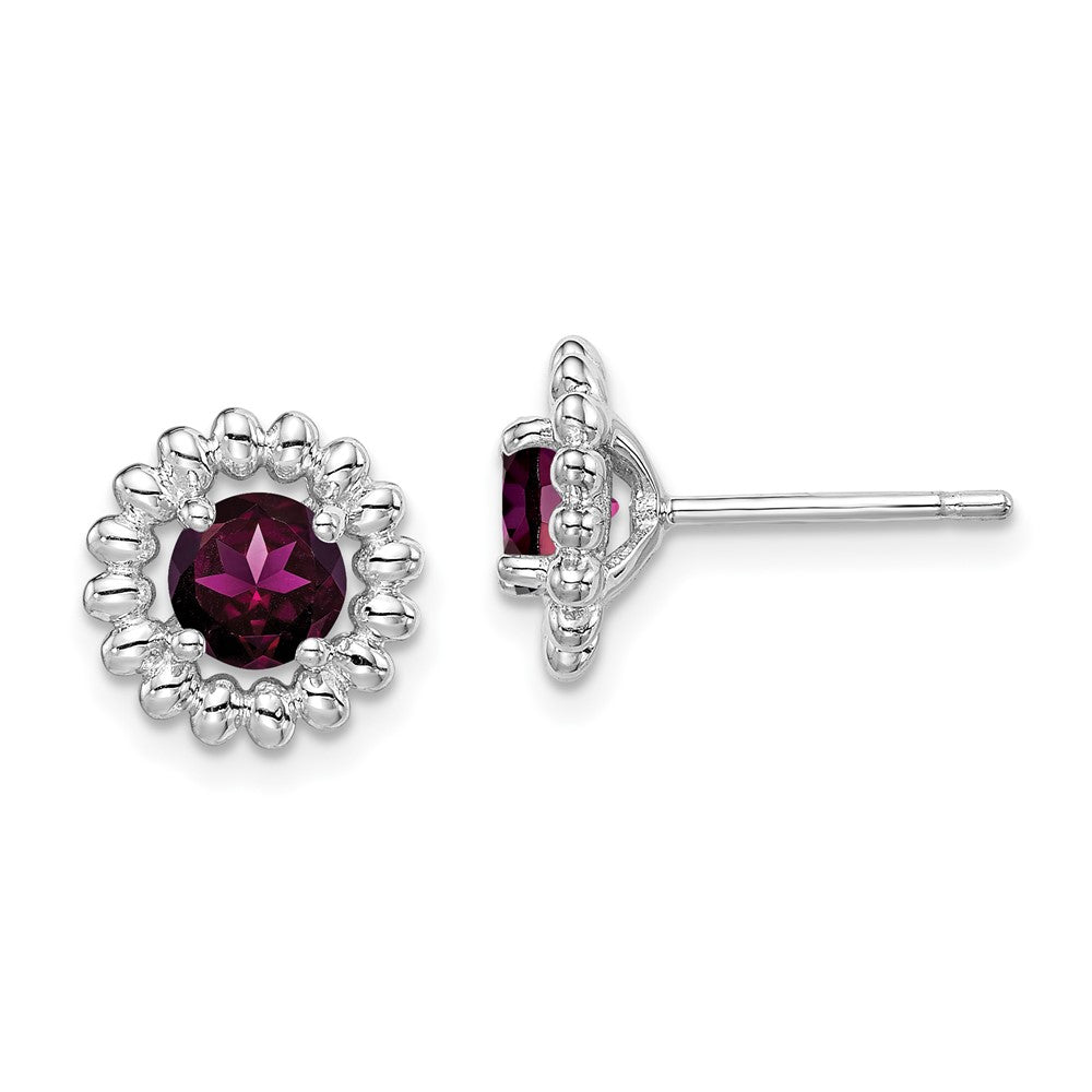 Rhodium-plated Sterling Silver Rhodolite Garnet Earrings