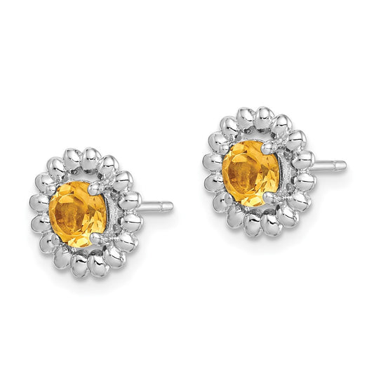 Rhodium-plated Sterling Silver Citrine Earrings