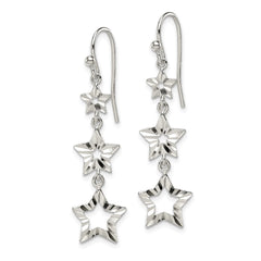 Sterling Silver 3 Star Dangle Earrings