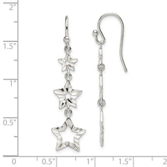 Sterling Silver 3 Star Dangle Earrings