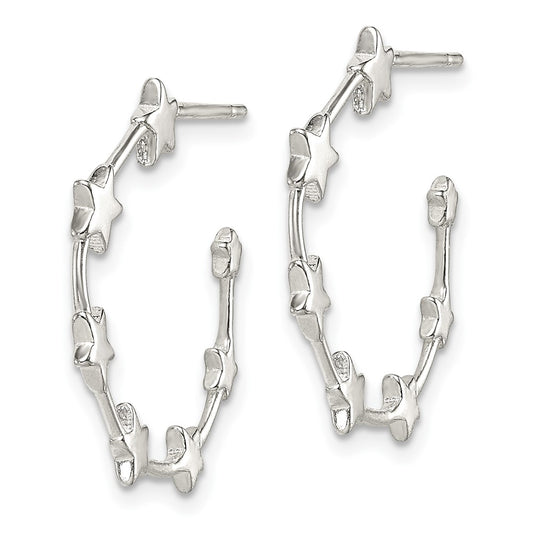 Sterling Silver Star Hoop Earrings