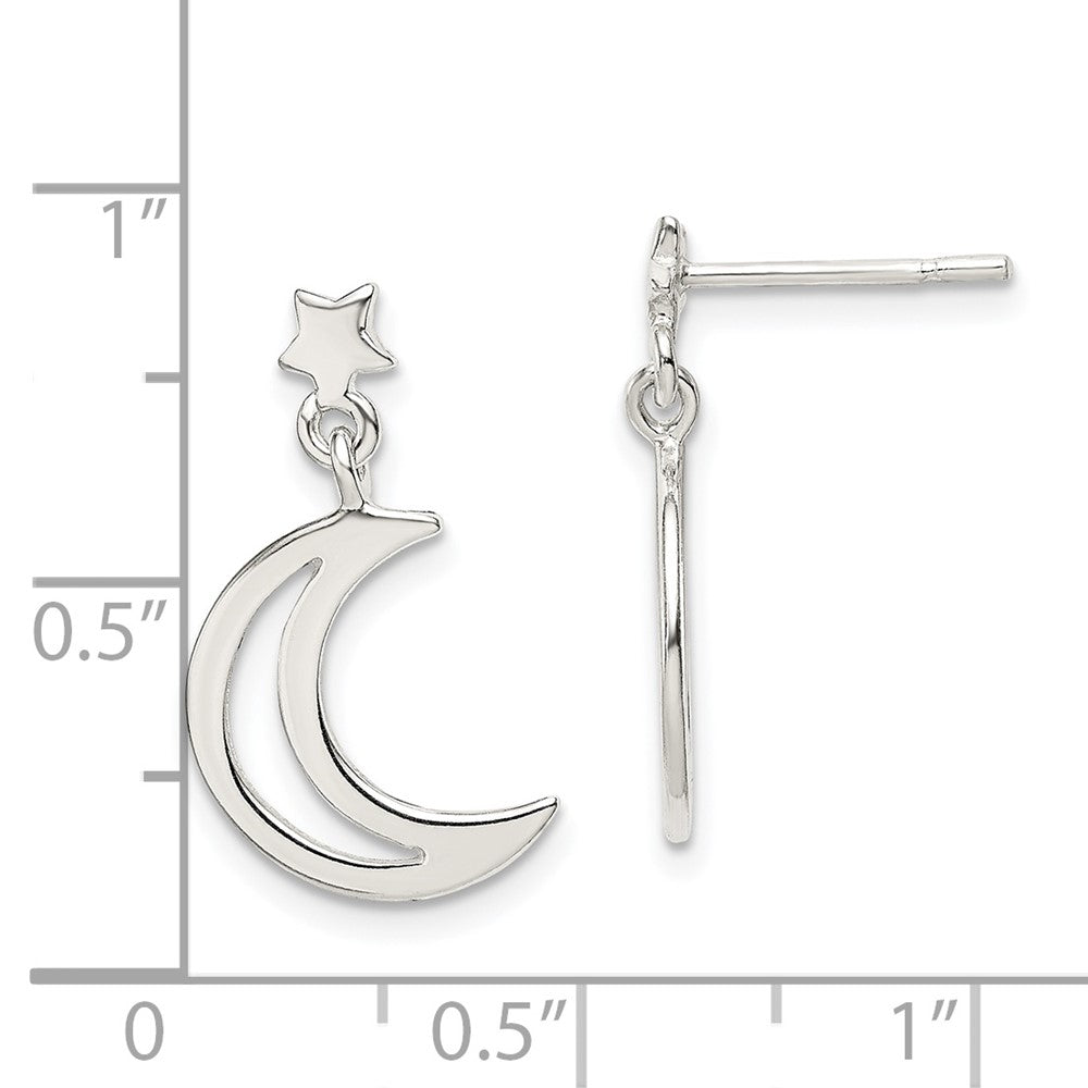 Sterling Silver Star and Moon Dangle Earrings