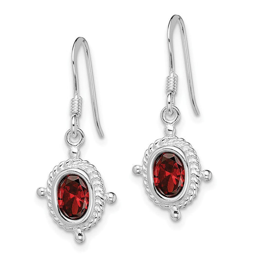 Rhodium-plated Sterling Silver Fancy Garnet Earrings