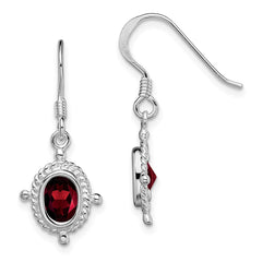 Rhodium-plated Sterling Silver Fancy Garnet Earrings