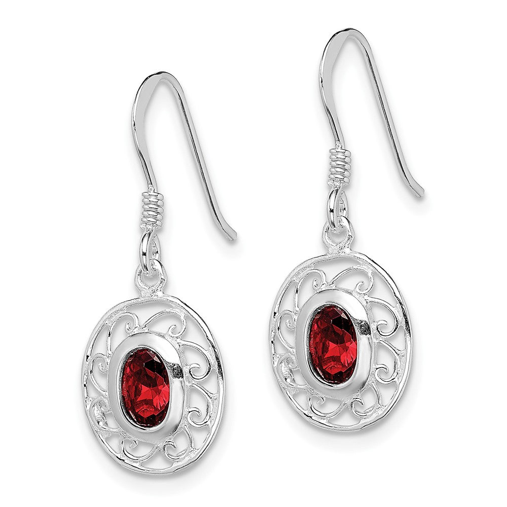 Rhodium-plated Sterling Silver Fancy Garnet Earrings