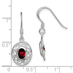 Rhodium-plated Sterling Silver Fancy Garnet Earrings