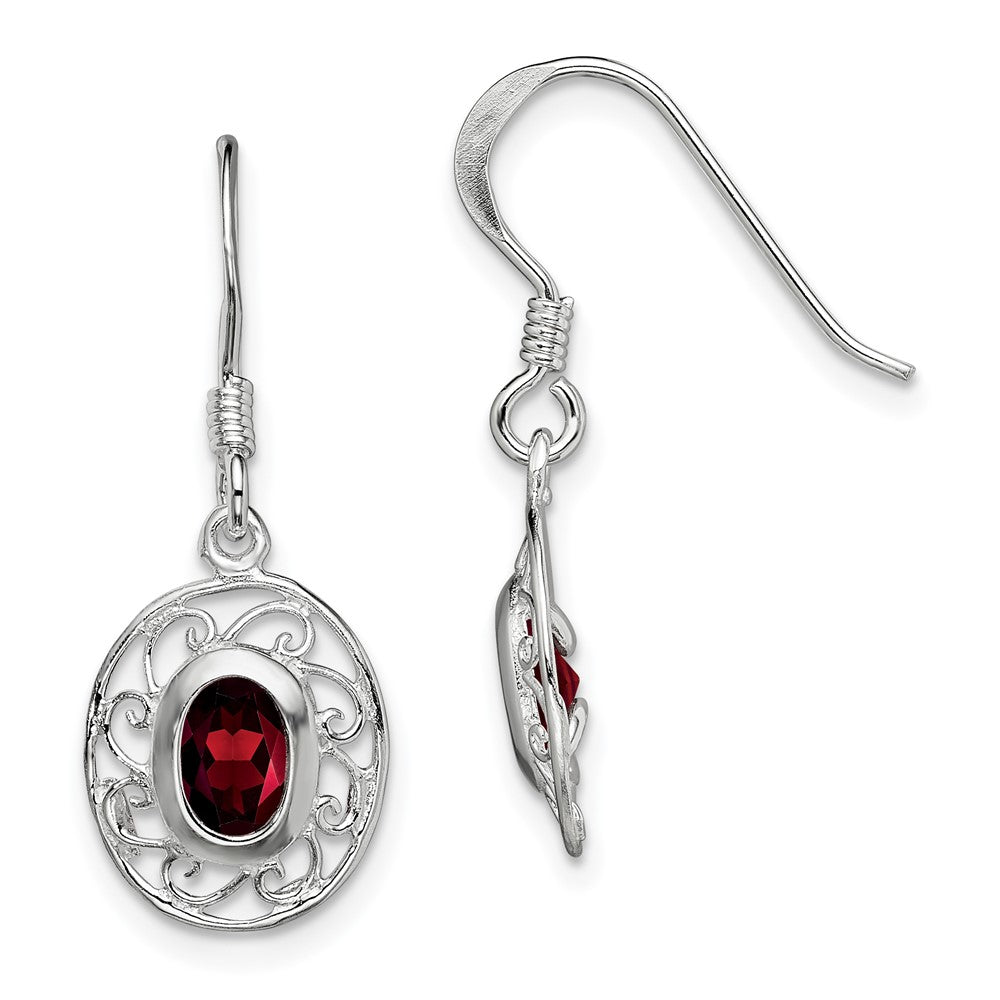 Rhodium-plated Sterling Silver Fancy Garnet Earrings