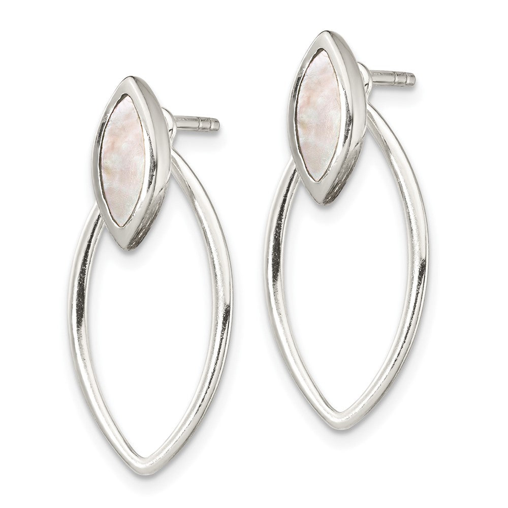 Sterling Silver Earrings Jacket with Mother of Pearl Inlay Post Earrings