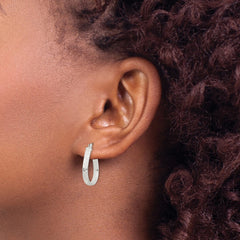 Sterling Silver Patterned 3mm Teardrop Hoop Earrings