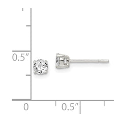 Sterling Silver 4mm Round CZ Post Earrings