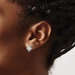 Sterling Silver CZ Snowflake Post Earrings