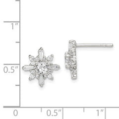 Sterling Silver CZ Snowflake Post Earrings