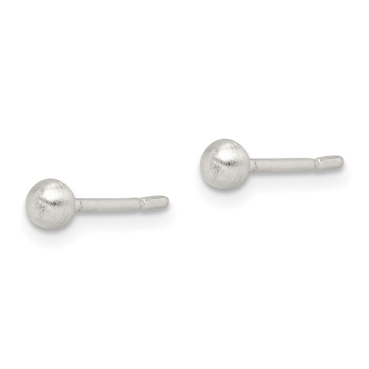 Sterling Silver Brushed 3mm Ball Post Earrings