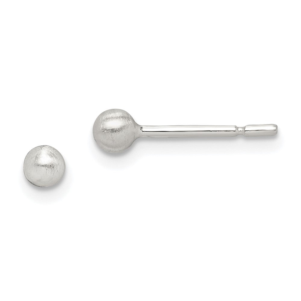 Sterling Silver Brushed 3mm Ball Post Earrings