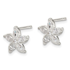 Sterling Silver CZ Flower Post Earrings