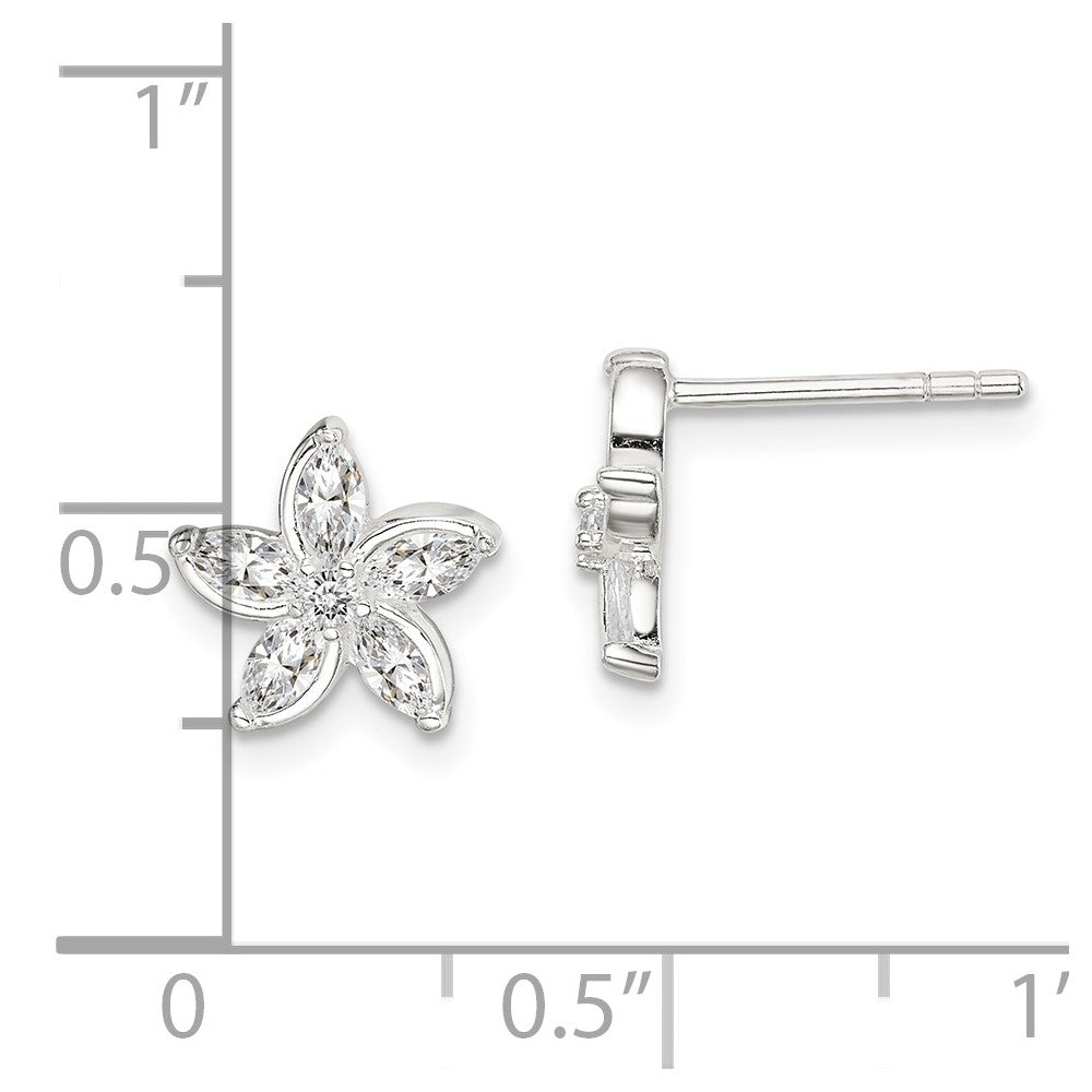 Sterling Silver CZ Flower Post Earrings