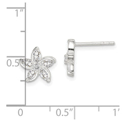 Sterling Silver CZ Flower Post Earrings