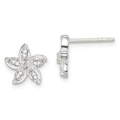 Sterling Silver CZ Flower Post Earrings