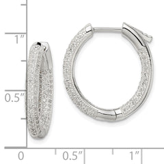 Sterling Silver CZ Hinged Hoop Earrings