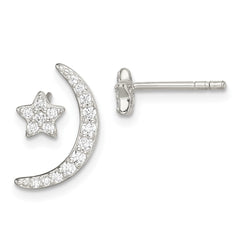 Sterling Silver CZ Moon and Star Earrings