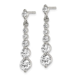 Sterling Silver CZ Journey Post Dangle Earrings