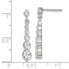 Sterling Silver CZ Journey Post Dangle Earrings