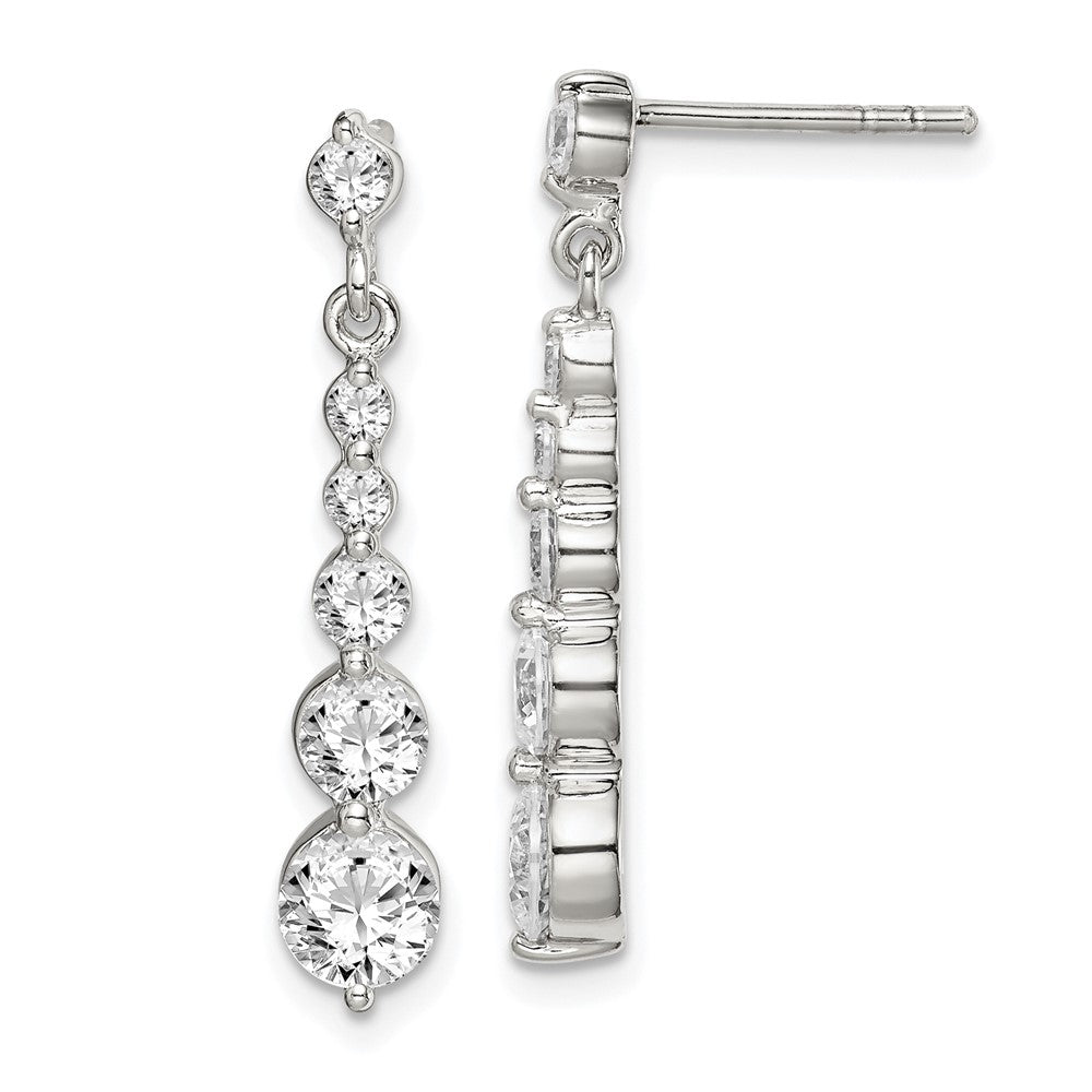 Sterling Silver CZ Journey Post Dangle Earrings