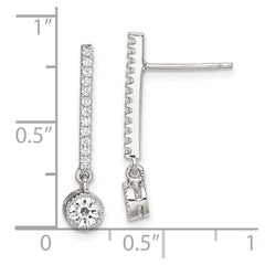 Sterling Silver CZ Drop Bar Post Earrings